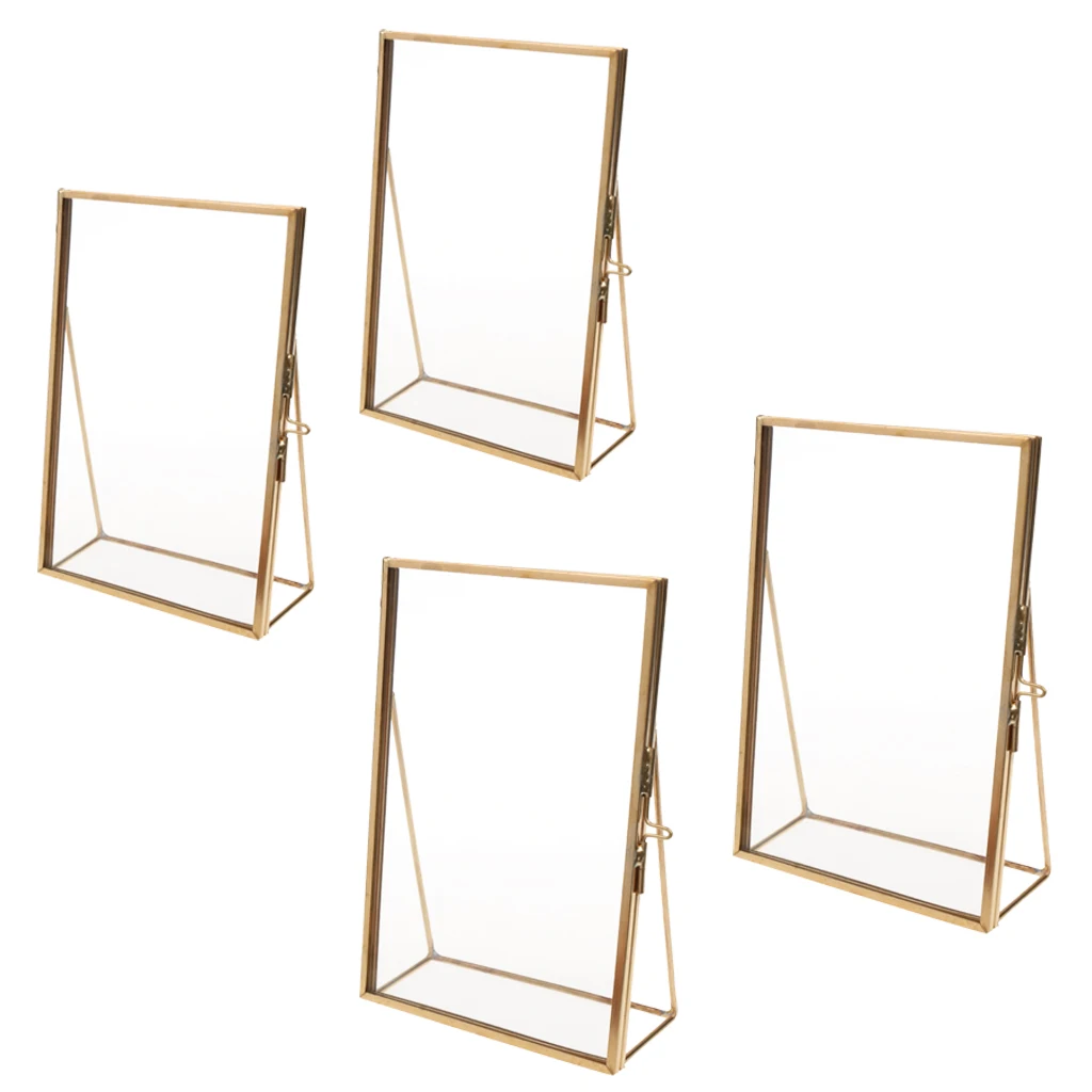 Set of 4, Modern Desk Glass Photo Frame for Displaying Artwork Certificate Picture Pressed Item Flower