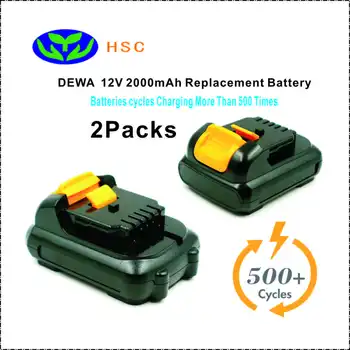 

2PCS 2.0Ah 18650 battery pack DEW12B Lithium ion battery 12V Replacement for Dewalt DCB120 DCB123 DCB125 battery pack 12V
