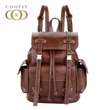 Coofit Модные Ремни Кожа PU Рюкзак Для Девочек Старинные Женщин Заклепки Рюкзаки Откидная Крышка Высокое Качество Путешествия Drawstring сумка