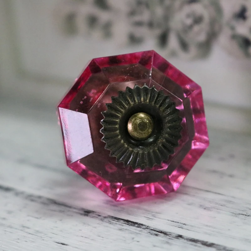 38mm Pink Acrylic Knob Knobs crystal Closet Drawer Door Pulls