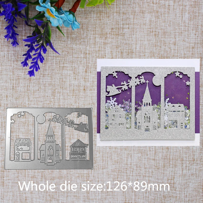 

2019 New Arrival Buildings Metal Cutting Dies Stencil DIY Scrapbooking Embossing Decorative Photo Album Knife Mould 126x89mm