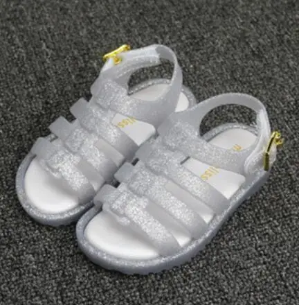 Mini Melissa/бразильские римские сандалии; сандалии для мальчиков и девочек; прозрачная обувь; сандалии; детская обувь; римская Мелисса; полая дышащая обувь - Цвет: Серебристый