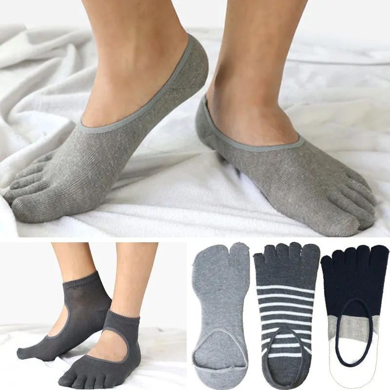 Image Mens Cotton Striped Toe Socks Hollowed Out Gray Black Business Dress Socks Japanese Tabi Ninja Slippers Socks 2 5 Finger Socks