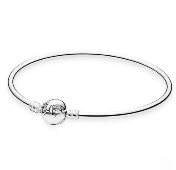 

Authentic 925 Sterling Silver Dainty Bow Clasp Crystal Snake Chain Pandora Bracelet & Bangle Fit Women Bead Charm Diy Jewelry