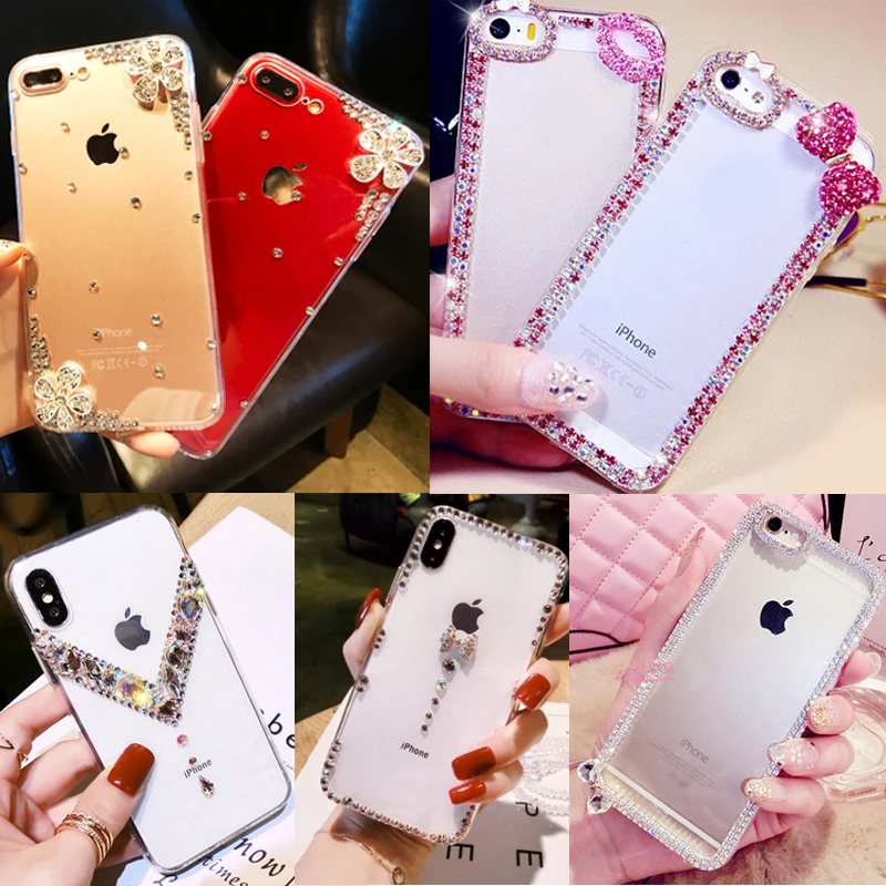 Creative Lovely Glitter Crystal Rhinestone Phone Cover Case For One ...