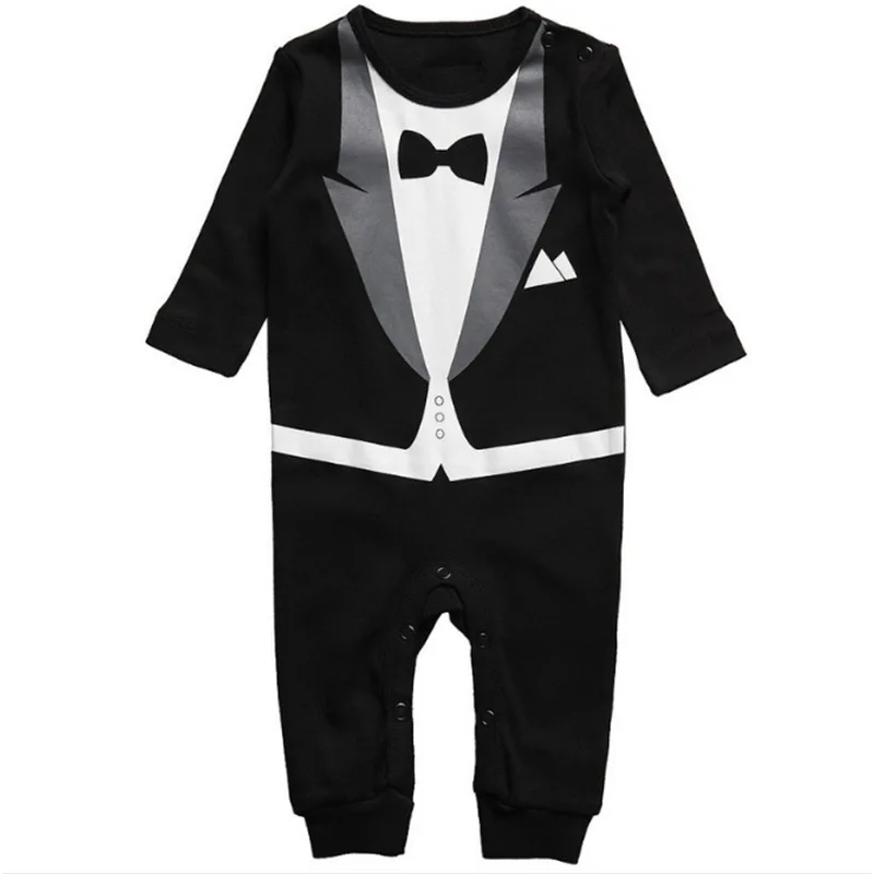 Одежда для маленьких мальчиков комбинезоны, коллекция года, весенне-осенний Детский комбинезон с длинными рукавами для новорожденных, хлопковые костюмы-смокинги для мальчиков возрастом от 0 до 24 месяцев - Цвет: AS The Picture
