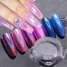 Голографическая пудра блеск для ногтей хром зеркальный пигмент Пыль Серебро Розовое золото украшения для ногтей Дизайн Лак Маникюр TR966