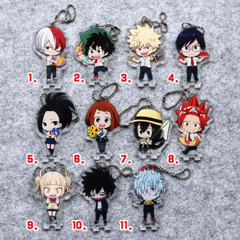 

New Arrival 11 pcs/lot My Hero Academia Japanese anime figure bakugo katsuki Todoroki Acrylic mobile phone charms/keychain/strap