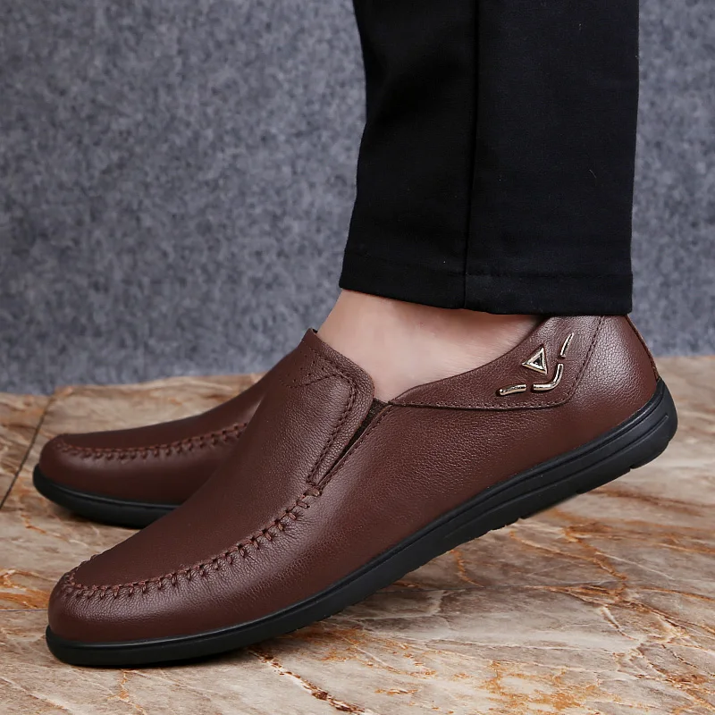 Модные Для мужчин туфли-лоферы из натуральной кожи на Для мужчин обувь ручной работы, для мужчин, на плоской подошве удобная повседневная обувь для вождения мужские туфли-мокасины; большие размеры 36-46