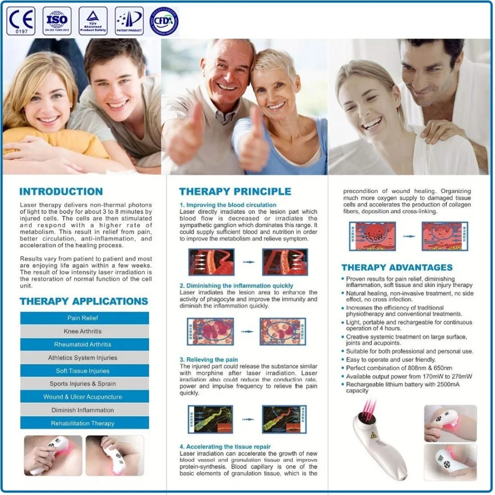  Portable rechargeable Therapeutic device Massage laser Rehabilitation Equipment with Laser Protecti