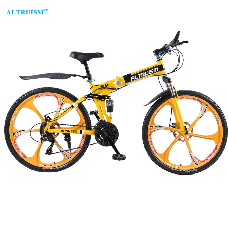 Альтруизм X9 26 дюймов велосипед сталь 21 скорость складной дорожный горный велосипед двойные дисковые тормоза Variabl Bisiklet Racing Bicicleta