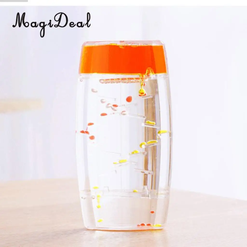 MagiDeal 1Pc Acrylic Creative Square Floating Oil Liquid Bubbler Motion Timer Hour Glass Ladder Home Desk Decor Random Color
