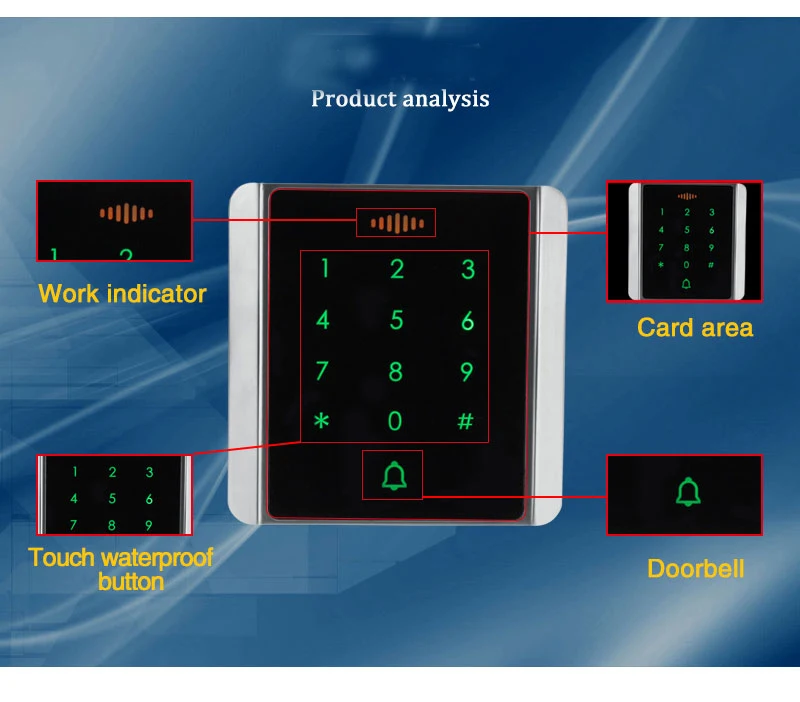 Yobang безопасность Сенсорный Водонепроницаемый Rfid Клавиатура система контроля допуска к двери комплект Электрический магнитный дверной замок+ блок питания+ дверной звонок