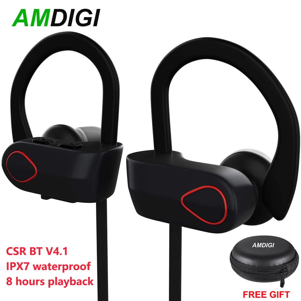 

AMDIGI V9 IPX7 Sport Wireless Earphone Bluetooth Earphone In-Ear Hook Earbuds CSR Chip Headphone for iPhone Xiaomi Earphone
