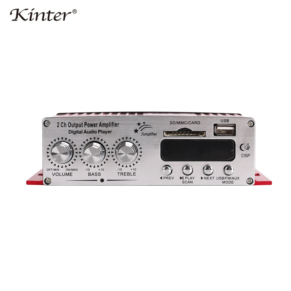 Amplificador de potencia de salida digital Kinter MA-120 de alta fidelidad compatible con entrada auxiliar SD USB y sonido estéreo de radio FM tensión de entrada DC12V