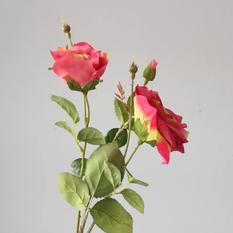 2 Pcs Good quality Rose Spray Free Shipping Silk Artificial Flowers high simulation wedding flowers home decoration