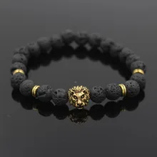 Украшения натуральная Лава вулкан браслет Древний Золотой Большой Meatball бусины браслет