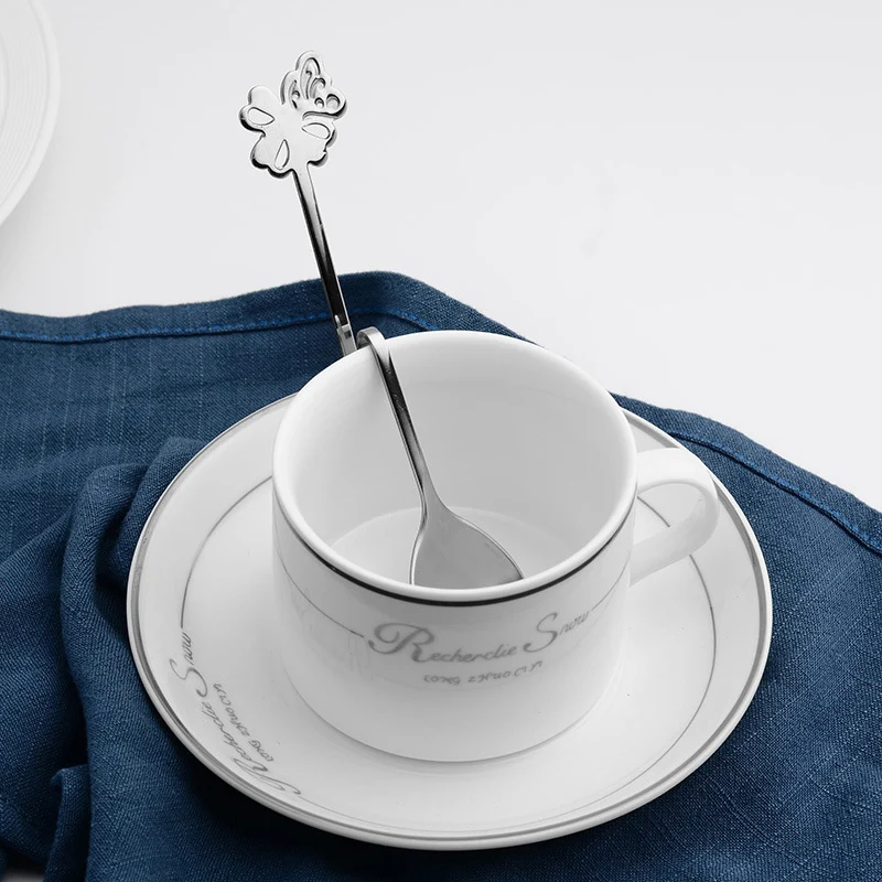 Stainless Steel Coffee Tea Spoon Heart Flower Handle Honey Spoons