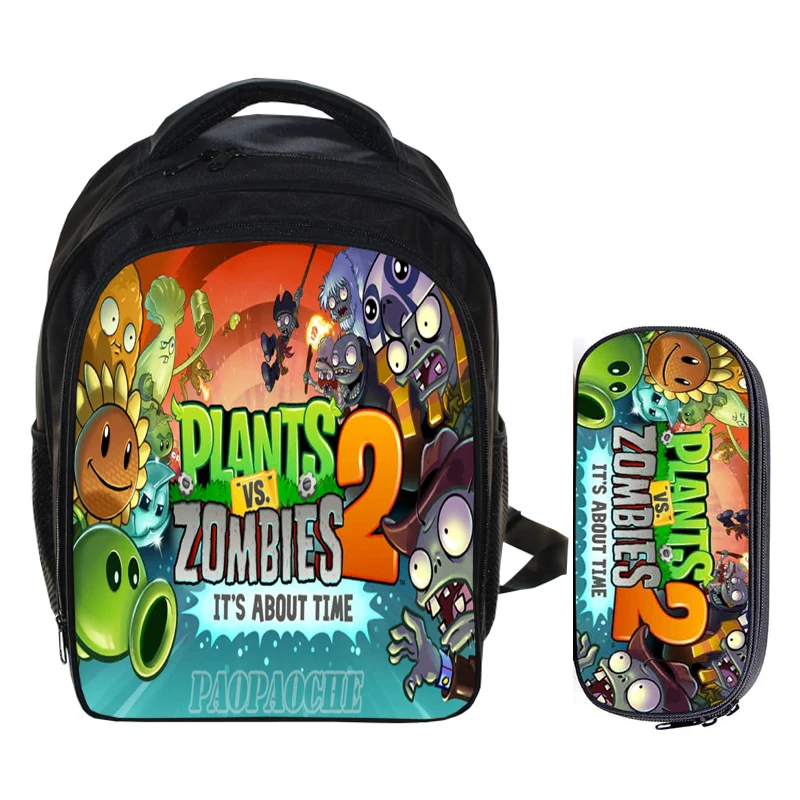 

13 Inch Plants vs Zombies Kids Backpack Kindergarten School Bag Children Backpack Girls Boys Mochila Pencil Bag Sets