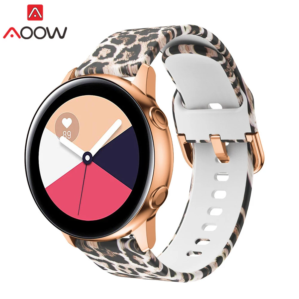 20 мм силиконовый ремешок для часов для Samsung Galaxy Watch Active 42 мм S2 Huami Amazfit Bip с леопардовым принтом, браслет, ремешок Correa 20 мм силиконовый ремешок для часов для Samsung Galaxy Watch Active 42 мм S2 Huami Amazfit Bip с леопардовым принтом, браслет, ремешок Correa