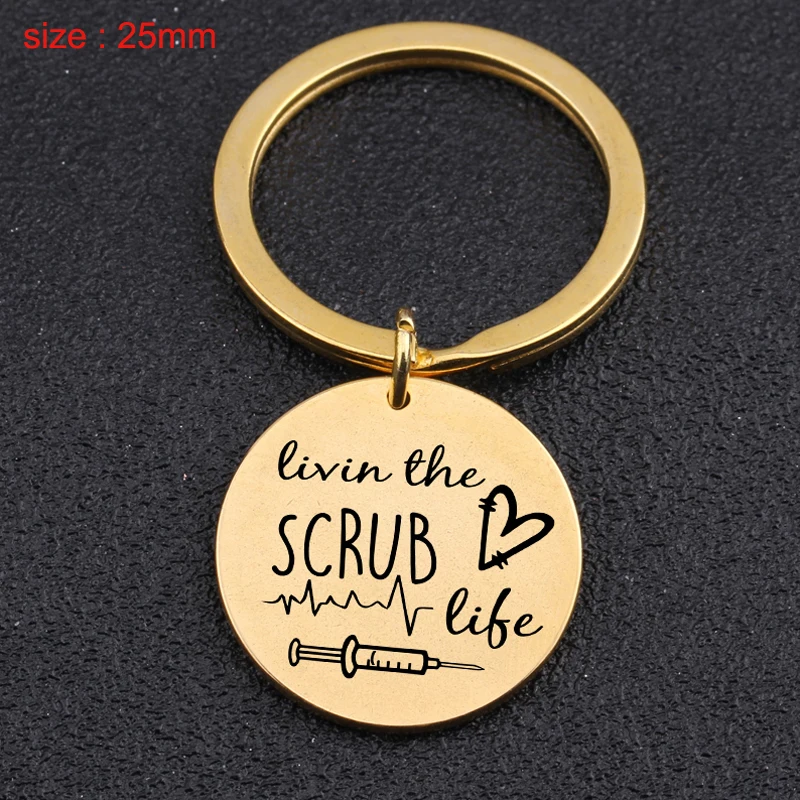 

Ivin The Scrub Life Nurse Round Keychain Healthcare For White Angel Girlfriend Fashion Gift Medical Worker Exclusive Key Ring