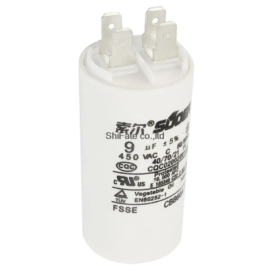 

CBB60A-1 AC 450V 9uF 8mm Thread Polypropylene Film Motor Running Capacitor