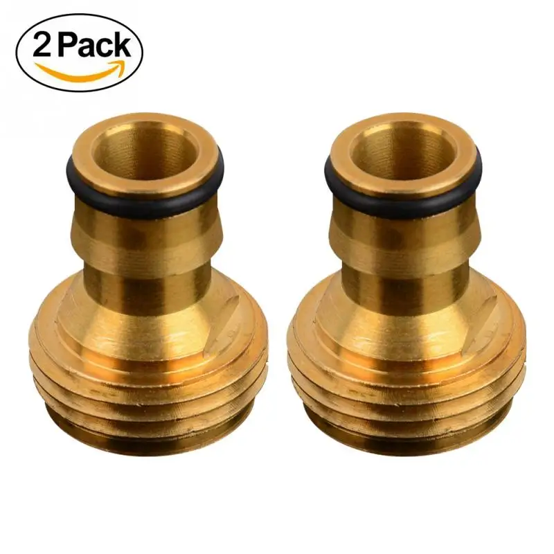 2PCS Hose Faucet Adaptor Threaded Garden Snap 3/4" Brass Connector Tap