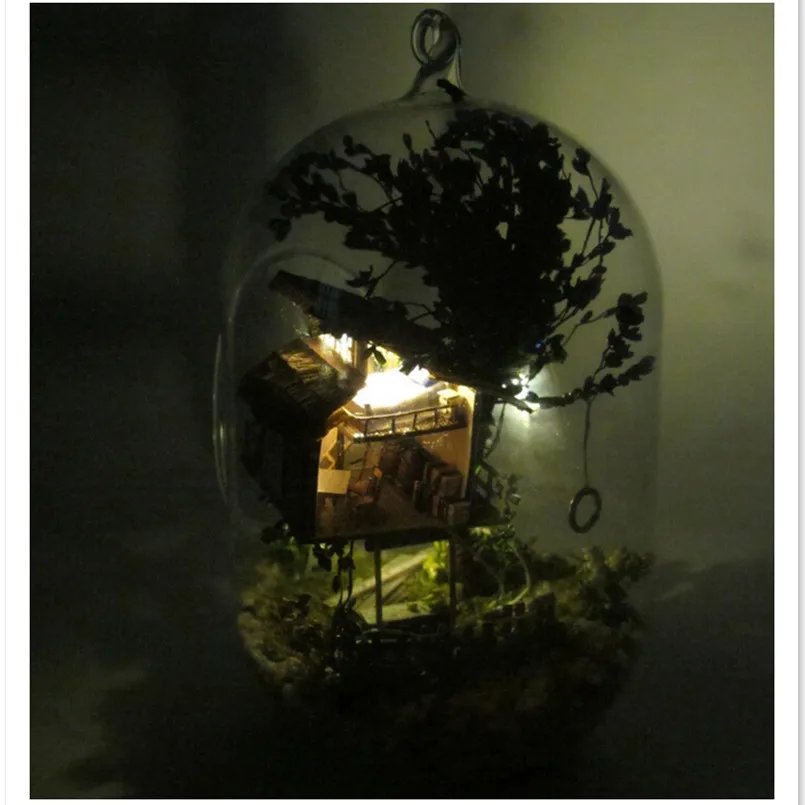 DIY стеклянный шар Кукольный дом миниатюрный кукольный домик мебель Миниатюрная модель Строительный набор игрушек для детей, "летние" домики на дереве