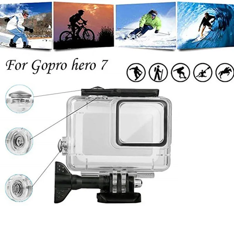Для GoPro Hero7 серебро/белый водонепроницаемый оболочки hero7 серебро/белый версия камеры 45 м водонепроницаемый чехол спортивный камеры аксессуары