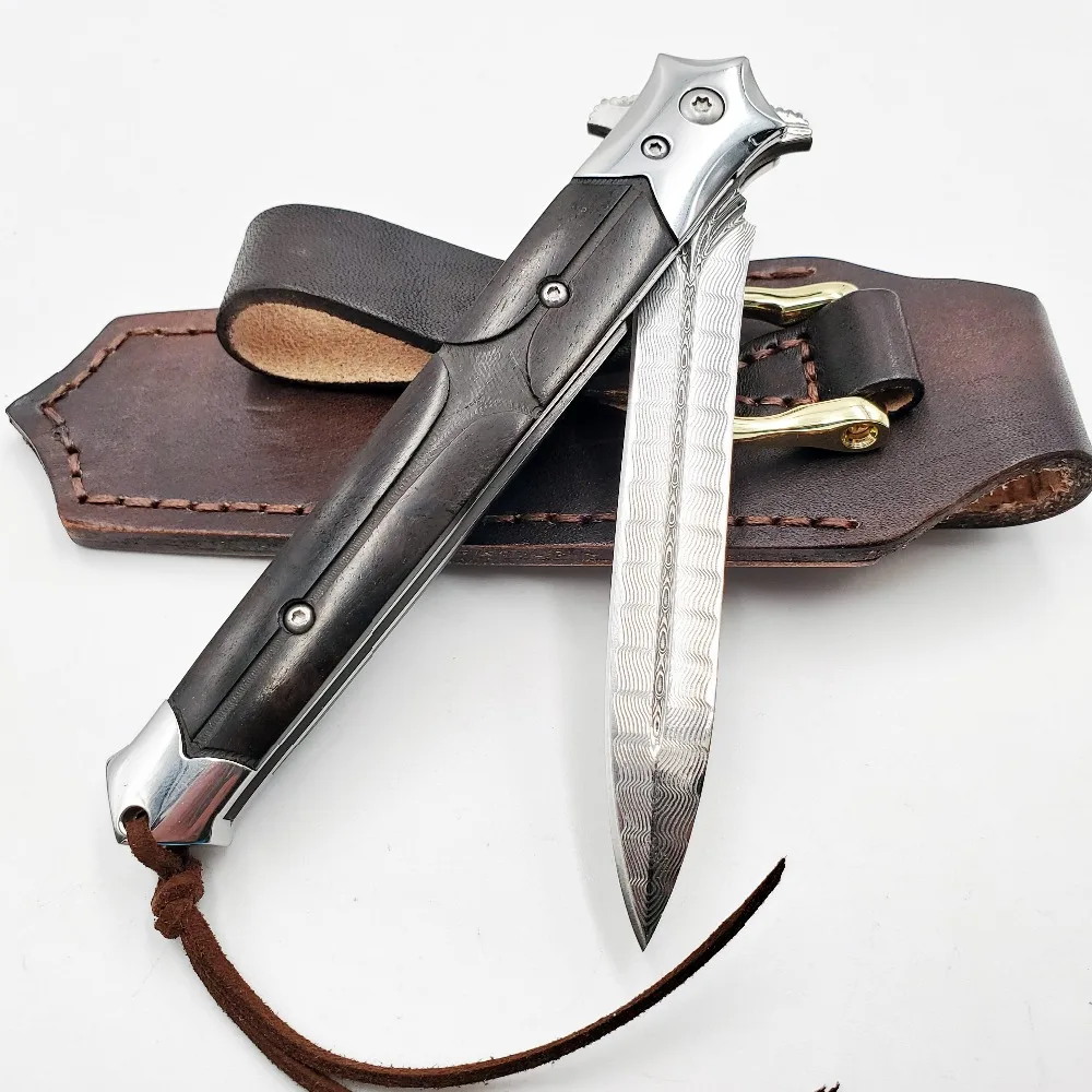 Коллектор Аквамен дамасский складной нож Ebony Ручка тактические карманные ножи для выживания на открытом воздухе кемпинг охотничий нож s EDC инструменты