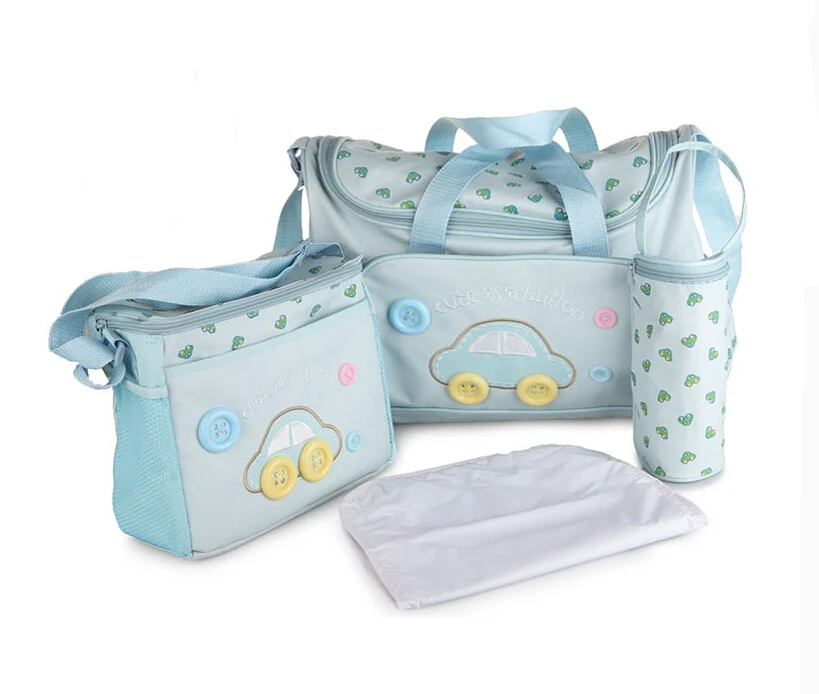 Car Button Baby Diaper Nappy Changing Bags 4Pcs 2 Colorsin Diaper Bags
