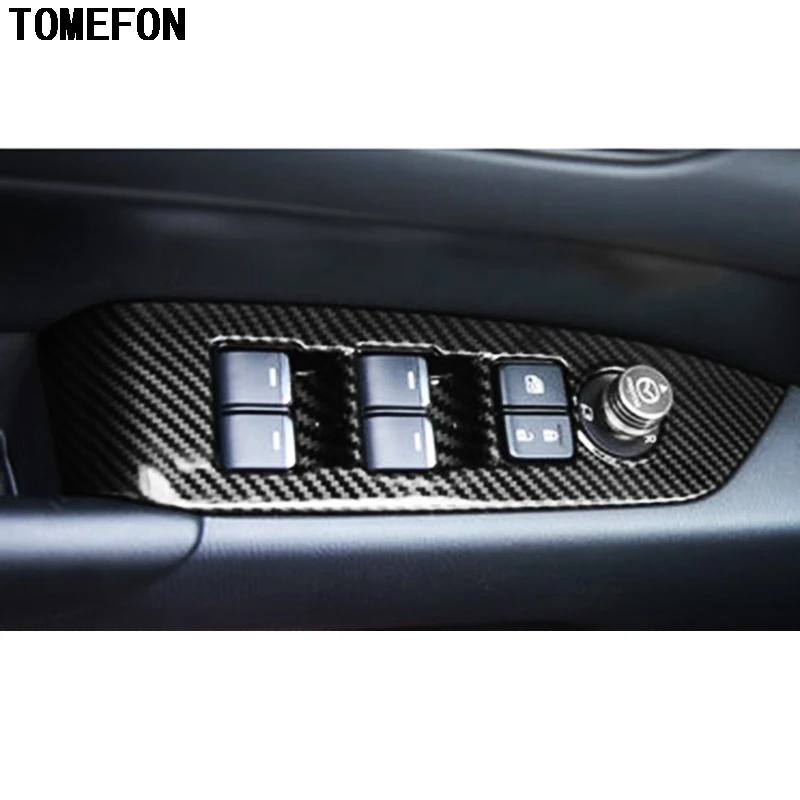TOMEFON For Mazda CX 5 CX5 2017 2018 LHD ABS Chrome Carbon Fiber Window Glass Switch
