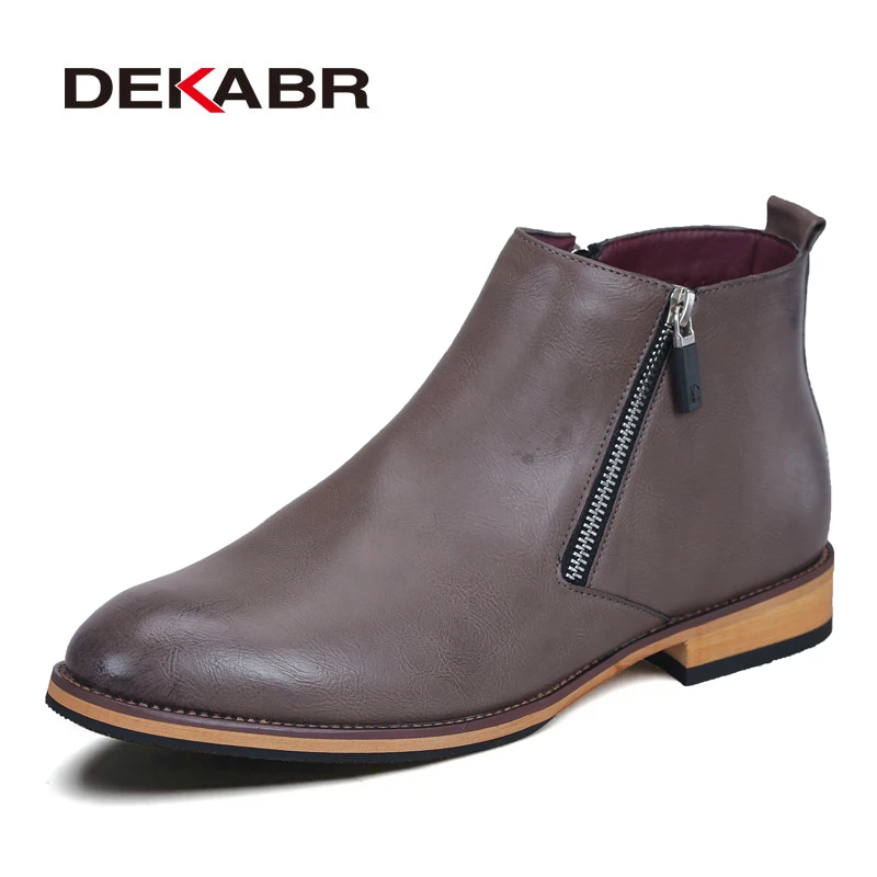 

DEKABR 2019 Men Boots Comfortable Black Winter Warm Waterproof Fashion Ankle Boots Casual Men pu Leather Snow Boots Winter Shoes