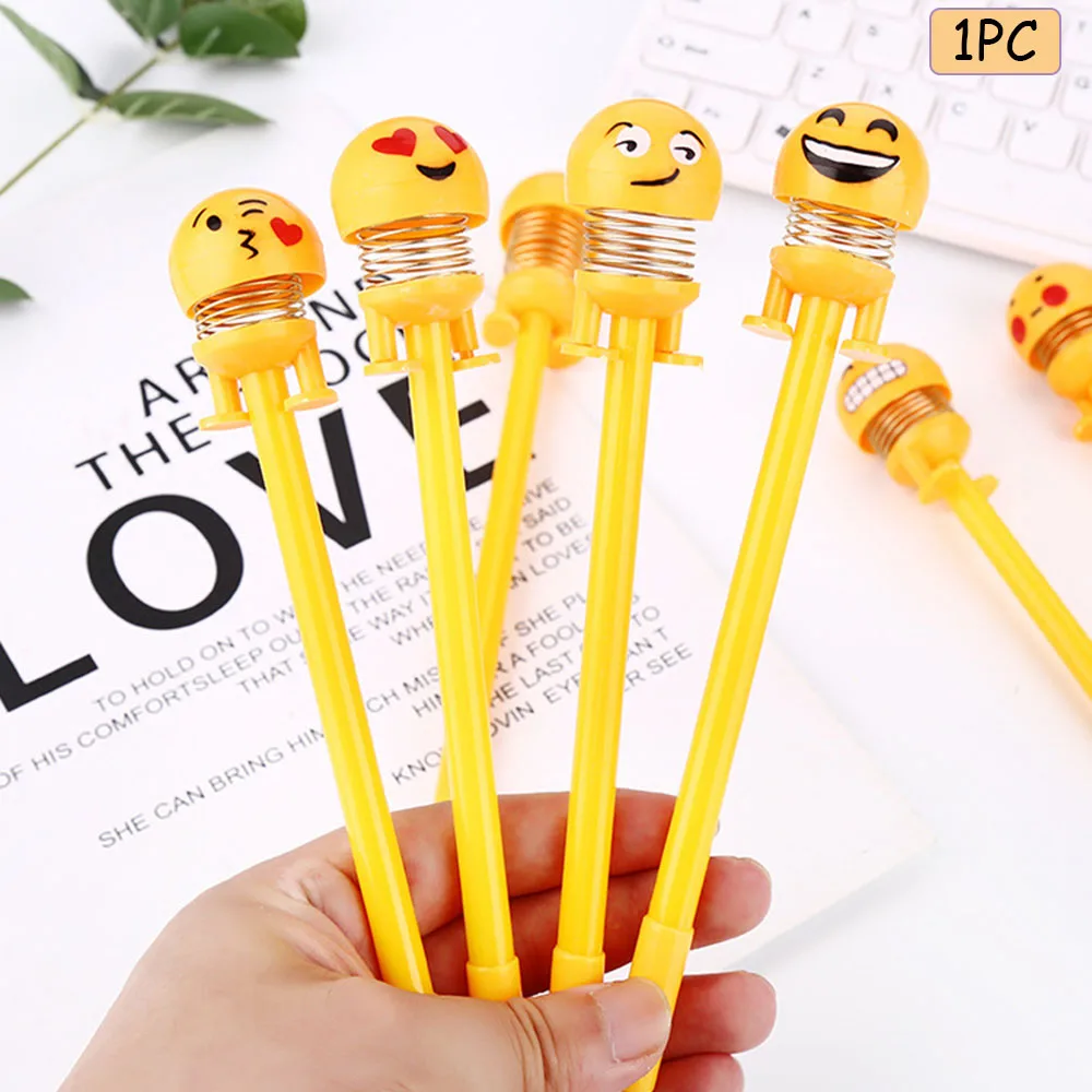 

1/3Pcs 0.5MM Cute Emoji Bouncing Doll Gel Pen Spring Shaking Head Doll Writing Tool Gift Signing Pen Office School Supplies