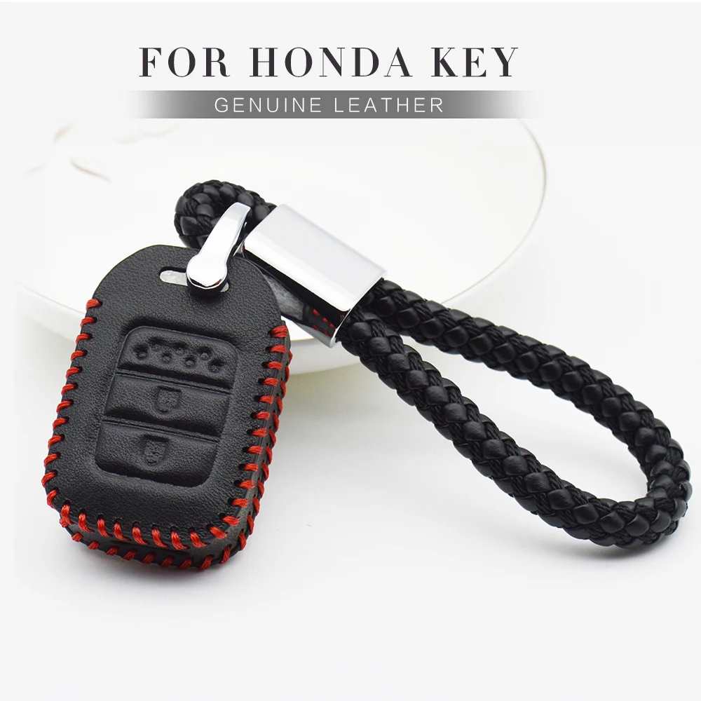 

Genuine Leather Car Key Cover Case For Honda Civic City Accord 2018 CRV Hrv JAZZ Pilot Insight Forza sh 125 Key Protection Case