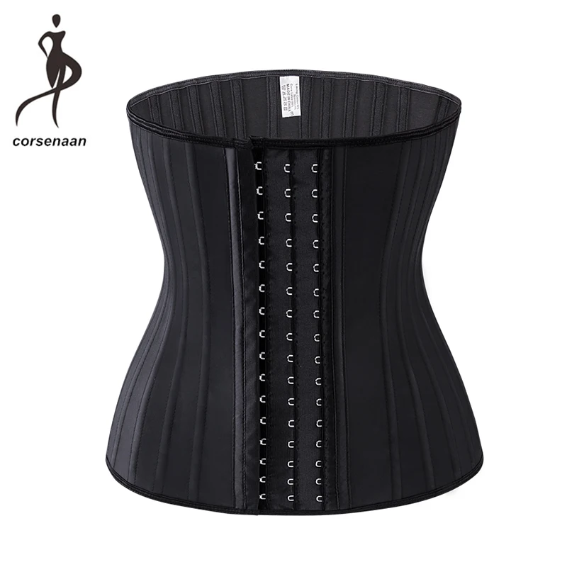 Tanie Rozmiar XXS 2XL kobiet lateks 25 stal bez kości gorset waist trainer Cincher Firm kompresji Shapewear gorset nago czarny 950 #