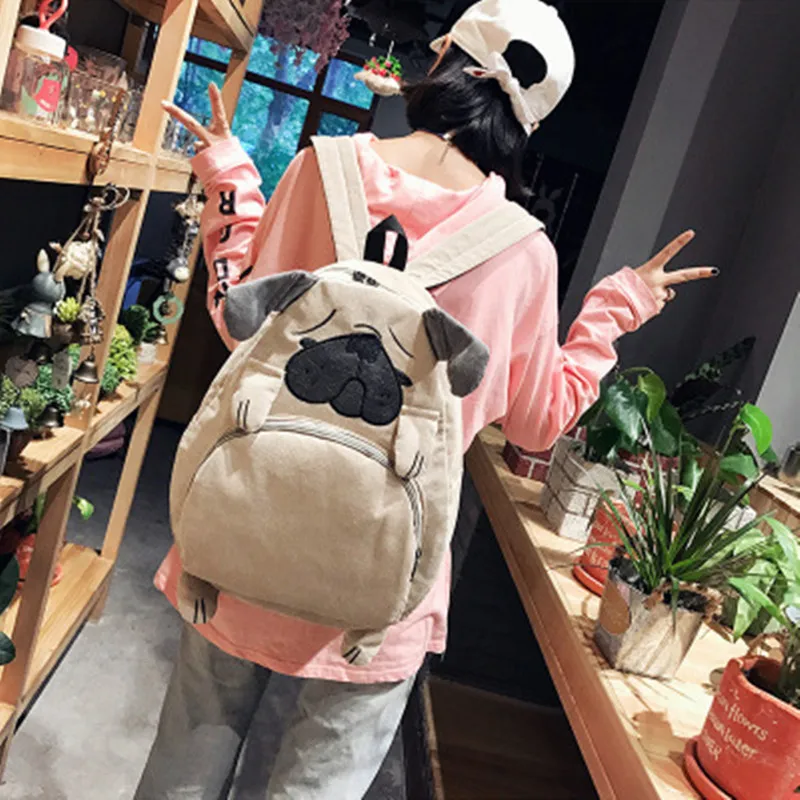 Модный женский рюкзак, школьная сумка, Холщовый милый вельветовый рюкзак с ушками животных, Женский винтажный рюкзак для ноутбука