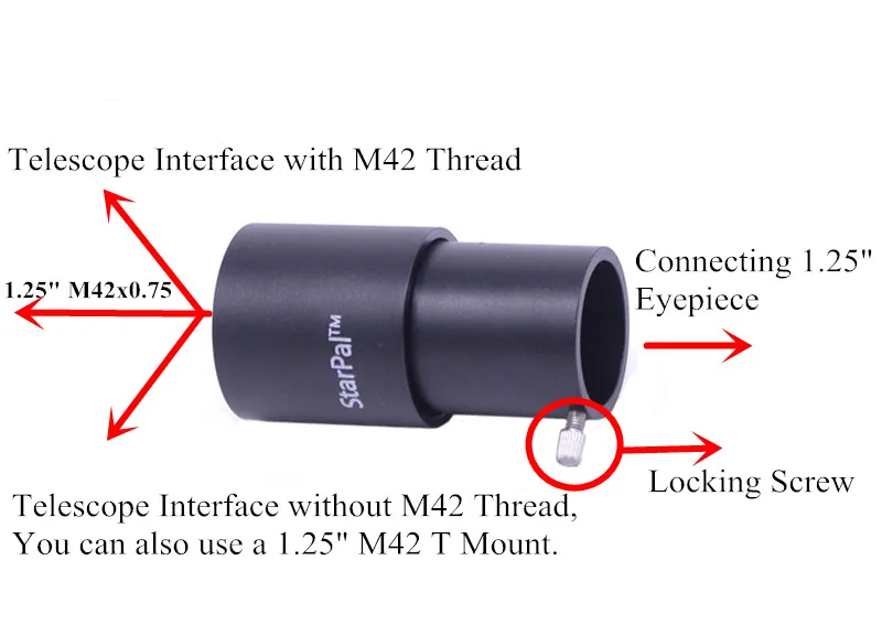 1,25 дюймов простой резьбовой фокус 27 мм ход M42 резьба расширение соединение для труб окуляр для DIY рефракционный астрономический телескоп