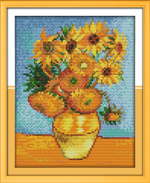 Famous sunflower painting cross stitch kit 14ct 11ct count printed canvas stitching embroidery