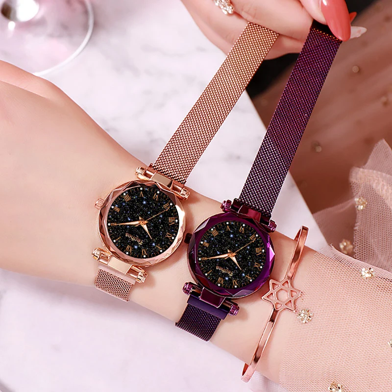 

Tephea Luxury Luminous Women Wristwatches 2019 Fashion Ladies Dress Clock Starry Sky Magnetic Watch Relogio Feminino Reloj Mujer