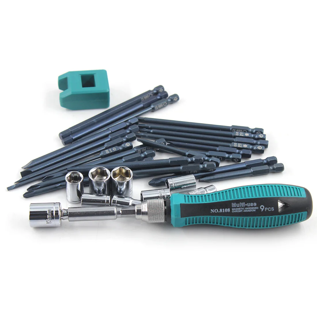 

36pcs Magnetic Socket Screwdriver Bits Magnetizer Demagnetizer Extension Bar Tool With Plastic Box Holder Tool Kit