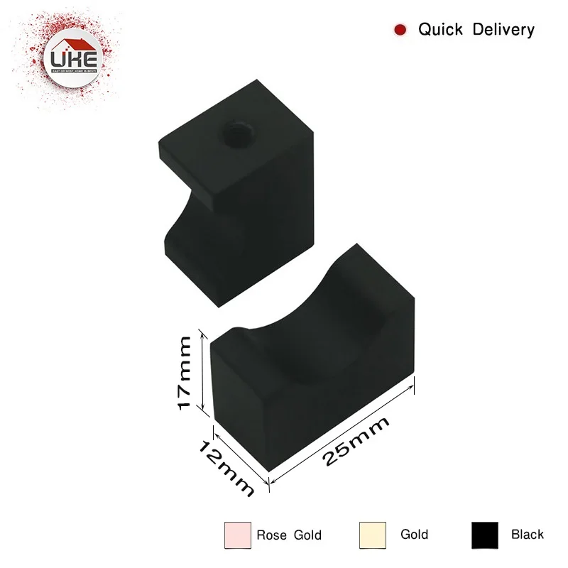 

UKE Door Knob Aluminum Drawer Knob black Furniture Cabinet Door Knob Single Hole Closet Pulls