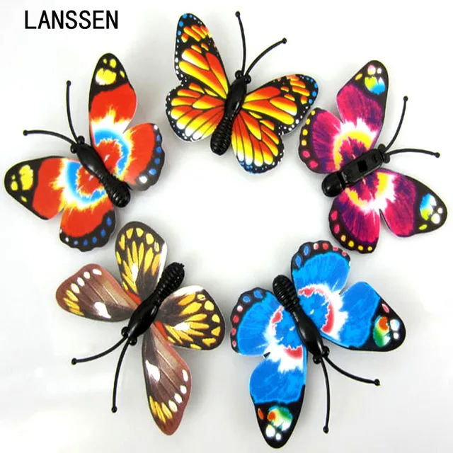 12Pcs 1 3/4" Mixed PVC Butterfly Plastic Butterflies For Craft