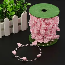 10m 4mm Wedding Party Holiday Decor Ribbon Rose Pearl Beads Accessories for Wedding Decoration Party Supplies