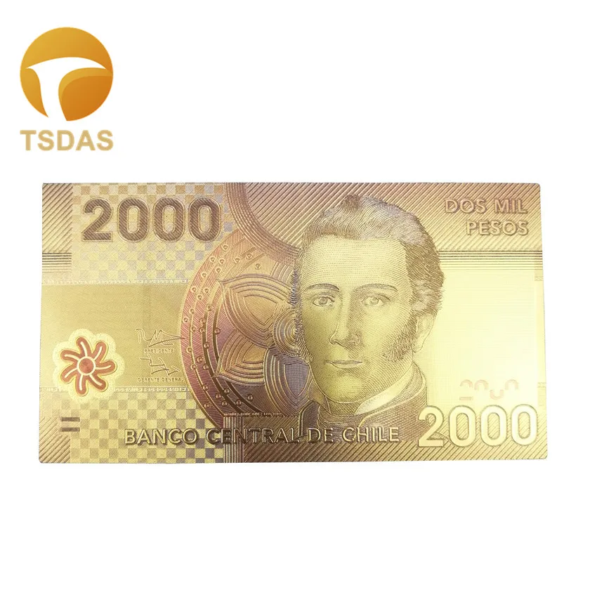 24 K позолоченная банкнота Чили 10,000 Peseo банкноты коллекция украшений для дома подарки - Цвет: 2000