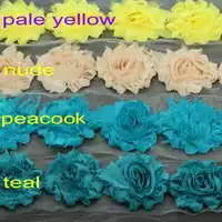 24 หลา/lot 2.5 "Shabby ชีฟอง Rose ดอกไม้ Trim ชีฟอง Frayed ดอกไม้สำหรับเด็กและเด็ก DIY solid อุปกรณ์เสริมผม