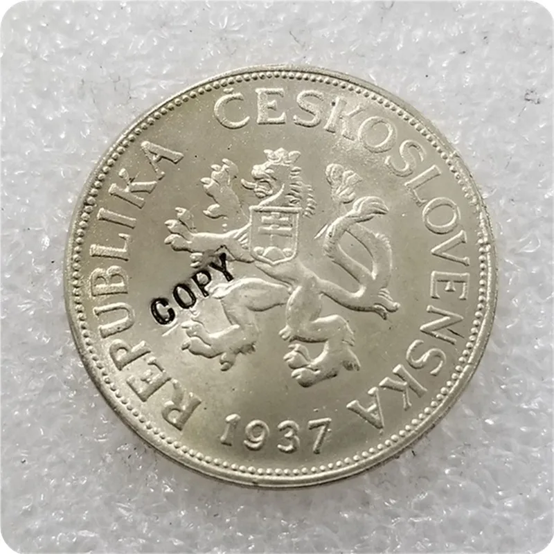 1937 Чехословакии 5 крон Монета КОПИЯ