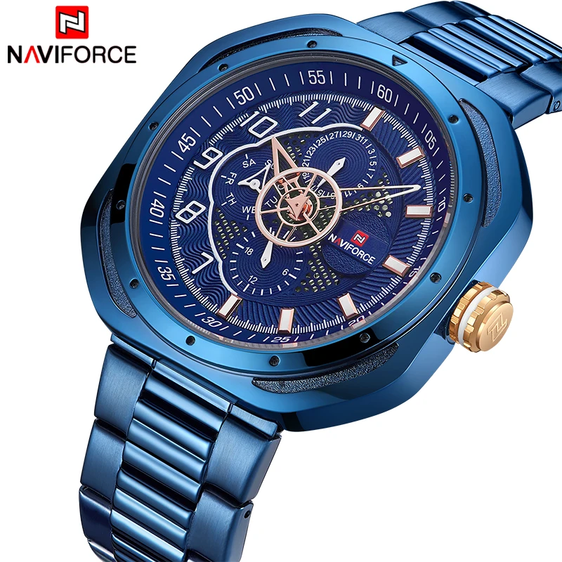 

NAVIFORCE Top Luxury Brand Watches Men Fashion Sport Quartz 24 Hours Date Clock Man Full Steel Military Waterproof Wist Watch