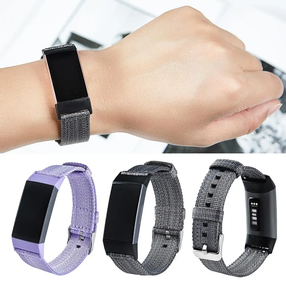 

Nylon Canvas Strap for Fitbit Charge 3 Woven Fabric Breathable Watch Strap Replacement Wristband Watchband
