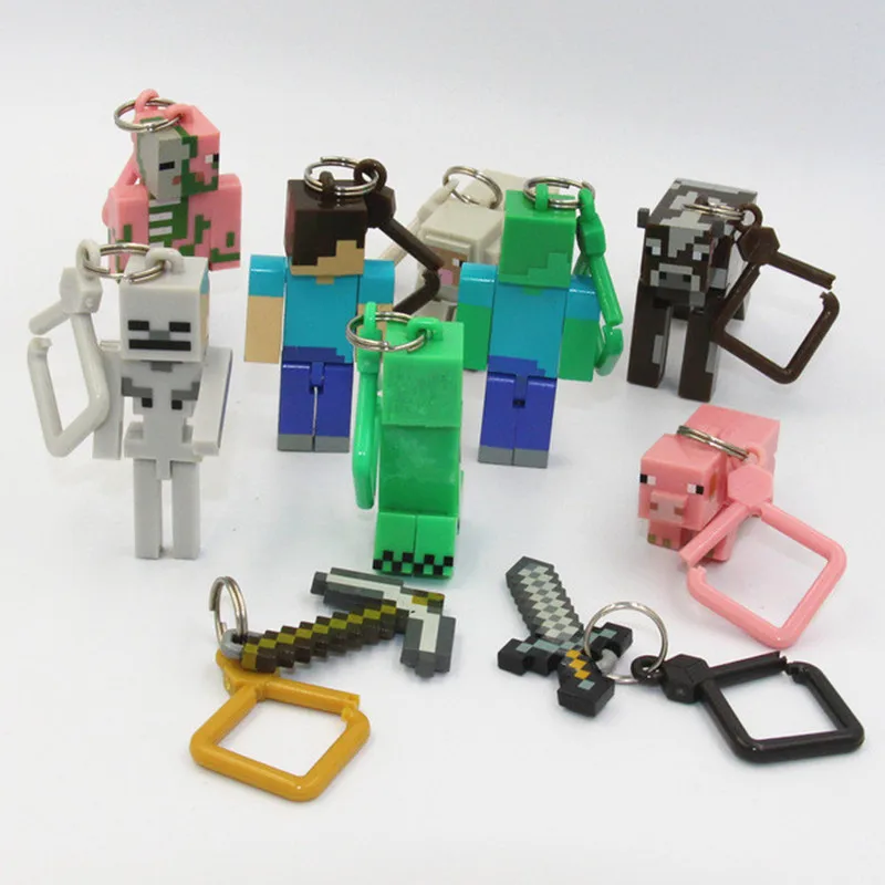 

1pcs/lot Minecraft Micro World 2 Hanger Action Figure Toys Keychain Pendants 3D Minecraft Models Games Collection Toys